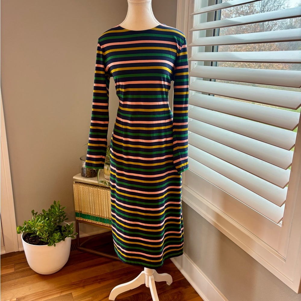J. Crew Multicolor Striped Long Sleeve Dress